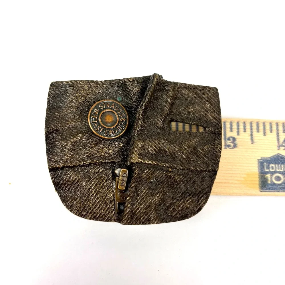 VTG Levi Strauss Bergamot Brass Works Belt Buckle 1976 Denim Jeans Zipper Bronze